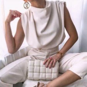 ZARA Pleated Collar High Neck Top